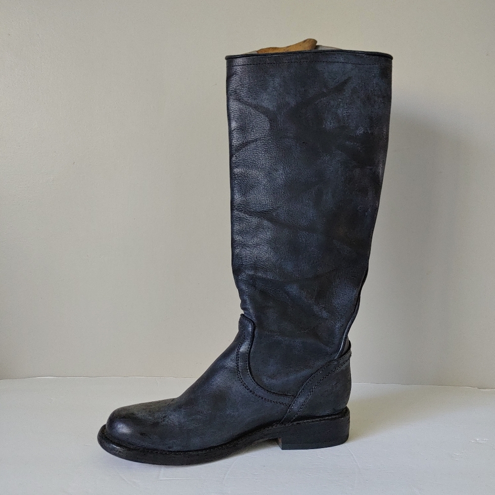 Freebird Contra Tall Boots Western Moto Size 7 Leather Blue Black - Picture 9 of 16